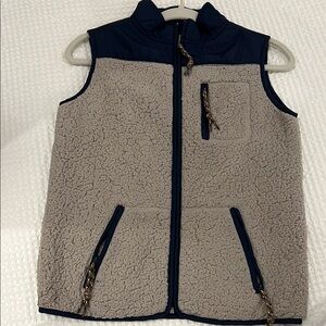 Sherpa Fleece Vest with Navy Accents